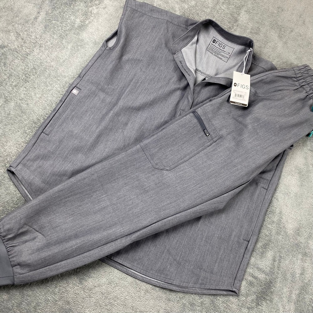 FIGS Womens XS/XXS Scrub Set Grey Rafaela Oversized Top & Jogger Pants